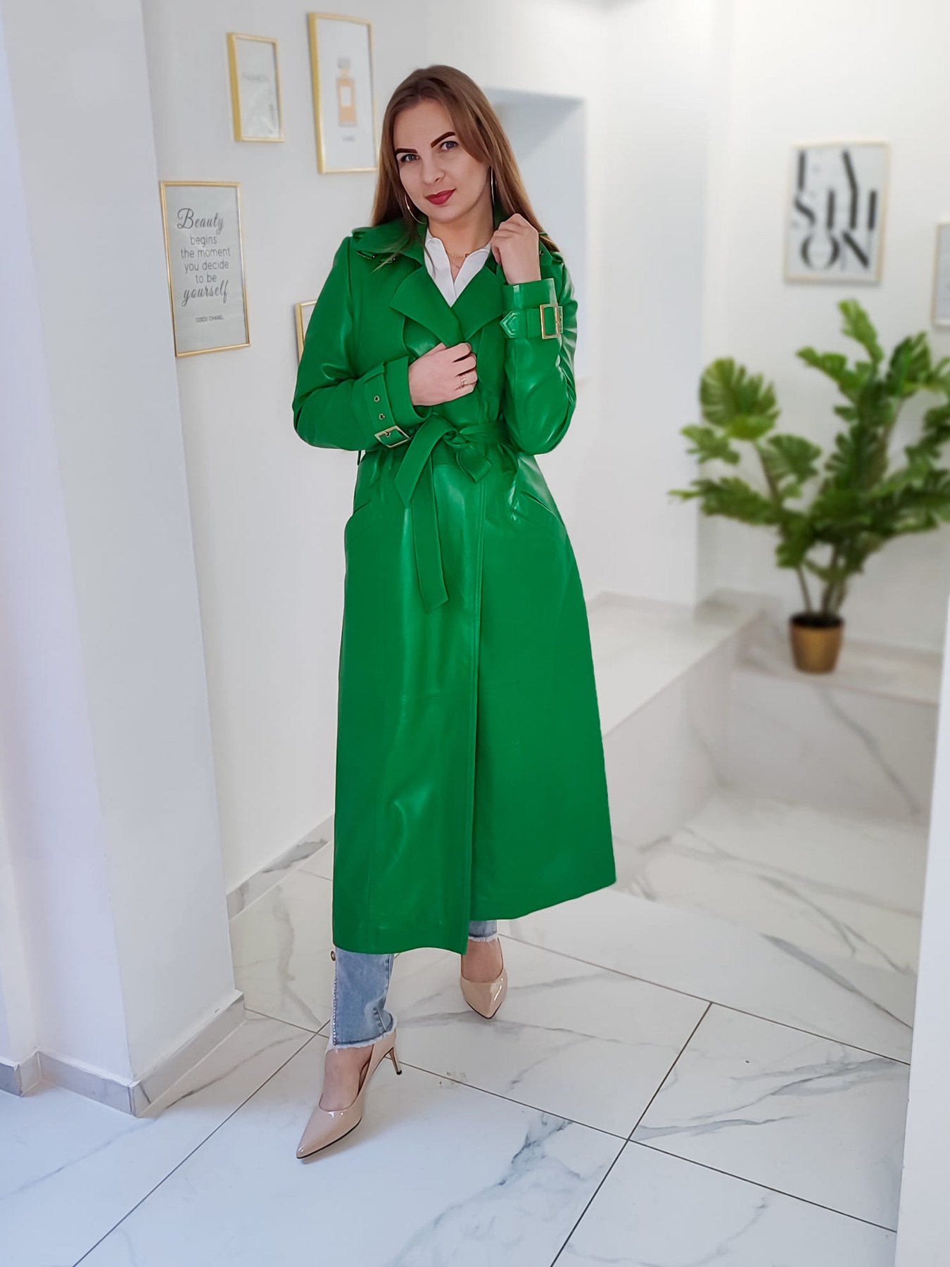 PLASZCZ-SKORZANY-DLUGI-CHRISTINA-LONLEY-ZIELONY PŁASZCZ SKÓRZANY DŁUGI CHRISTINA LONLEY ZIELONY